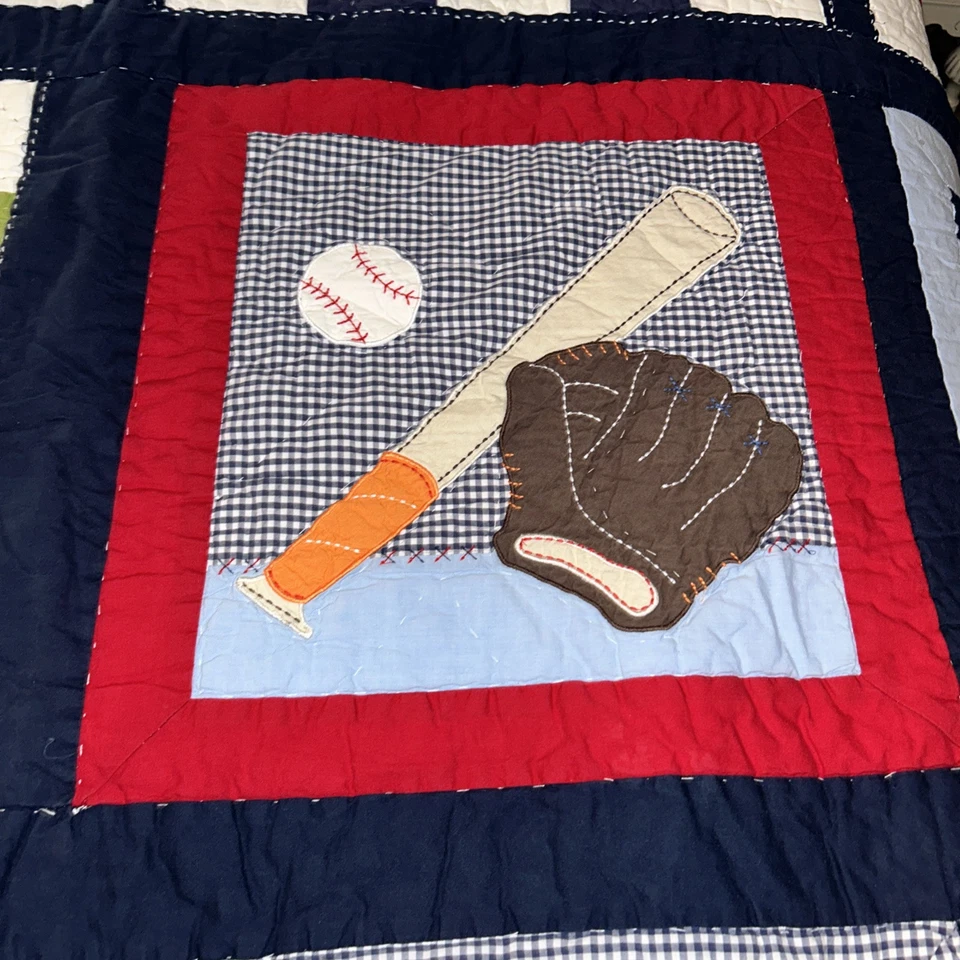 Pottery Barn deporte fútbol fútbol béisbol baloncesto edredón completo y almohada falsa Foto 4 de 4