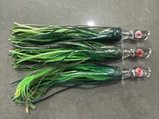 3 NOBBIES 9" TROLLING LURES TUNA MARLIN WAHOO MAHI SAILFISH SALTWATER GREEN