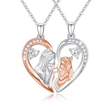 Mother Daughter Necklace Set 925 Sterling Silver Matching Pendant Jewelry Gifts