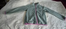 Wonder Nation Girls Fleece Full Zip Jacket Green/Pink Trim Long Sleeve S 6-6X