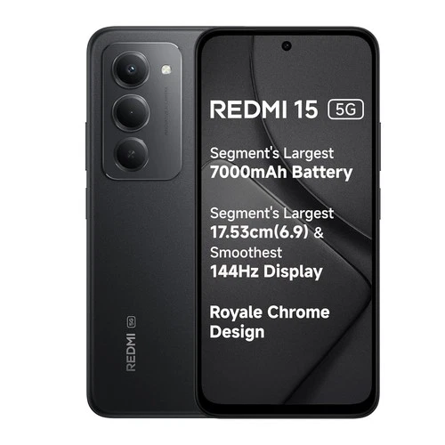 Redmi 15 5G Midnight Black 6GB +128GB | Segment's Largest 7000mAhA Battery