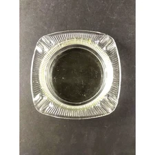 Square Art Deco Design Ashtray Glass Small 4 1/4" X 4 1/4"