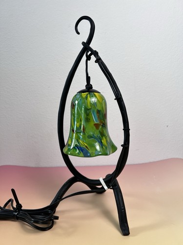 Rare Hand Blown Art Glass Table Lamp w/ Cast Iron Base 15” Handmade in Japan - Picture 5 of 12