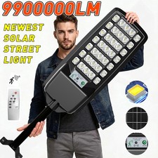 Commercial 9900000LM LED Solar Street Light Motion Sensor Dusk-to-Dawn Road Lamp