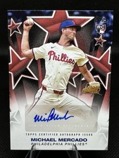 Michael Mercado - 2025 Topps Series 1  Baseball Stars Red Auto /5 Phillies RC