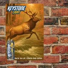 Keystone Light Beer Hunting Metal Sign - Bar Cabin Man Cave Garage Art Decor