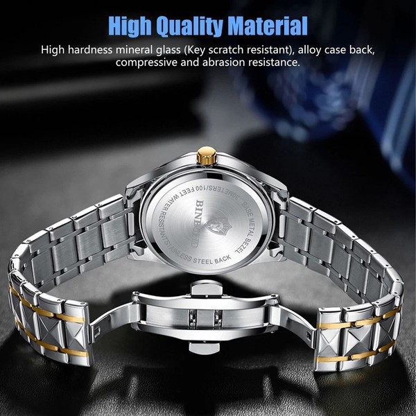 Reloj Hombre Impermeable Acero Inoxidable Cuarzo Clásico Luminoso de Negocio 5