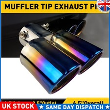 Car Rear Dual Exhaust Pipe Tail Muffler Tip Throat Blue Tailpipe Stainless Steel