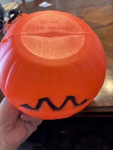 Vtg Pumpkin Candy Bucket Jack-O-Lantern Blow Mold Pail 1980 EMPIRE Carolina - Picture 7 of 8