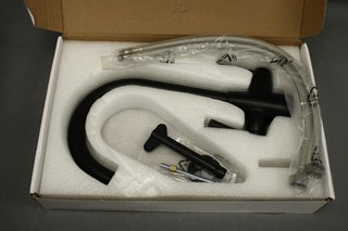New KITCHEN Matte Black Hot & Cold Swan Neck TAP In Original Box S86