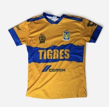 Y2K Tigres UANL Mens M Home Soccer Jersey Yellow Blue Cemex Bruno Marioni 20