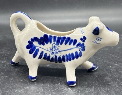 Vintage Delft Blue Colour Hand-Painted Porcelain Cow Creamer Holland Windmill