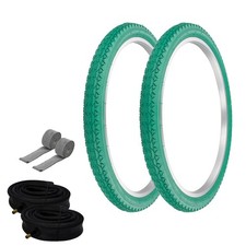 PRO TIRES 24 x 2.125 GREEN P-123A W/ HEAVYDUTY TUBES  RIM STRIPS