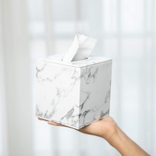 Tissue Box Cover, Square, Modern Marble Style, Marble Stripes