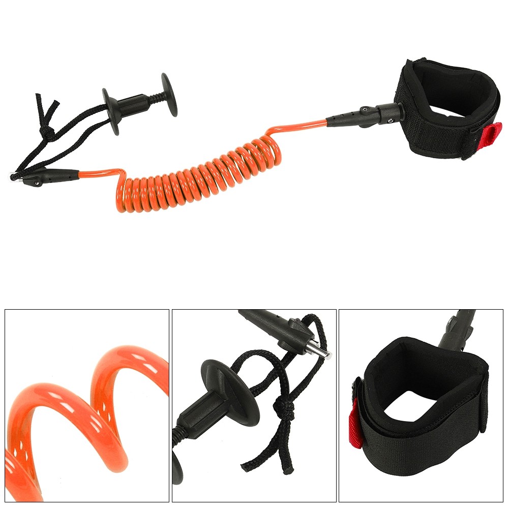 HOT Bodyboard Coiled Wrist Leash Board Surfing Accessories 5.5MM/5ft Orange BAJ