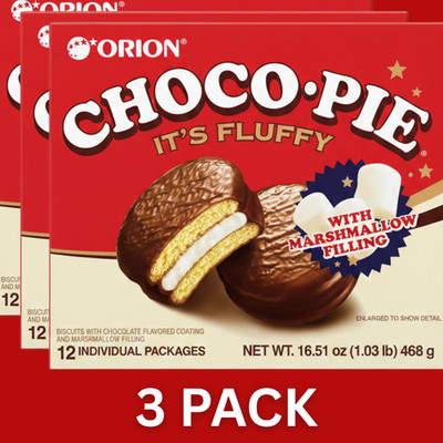 [ORION] Choco Pie 12 Count Box Korean Chocolate Pie Marshmallow Snack 1 2 3 Box