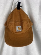 Carhartt Brown Canvas 5 Panel Hat Cap Logo Patch Adjustable Strap Workwear