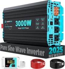 3000 Watt Pure Sine Wave Inverter 12V DC to 120V AC for RV, Truck, Solar, Home,
