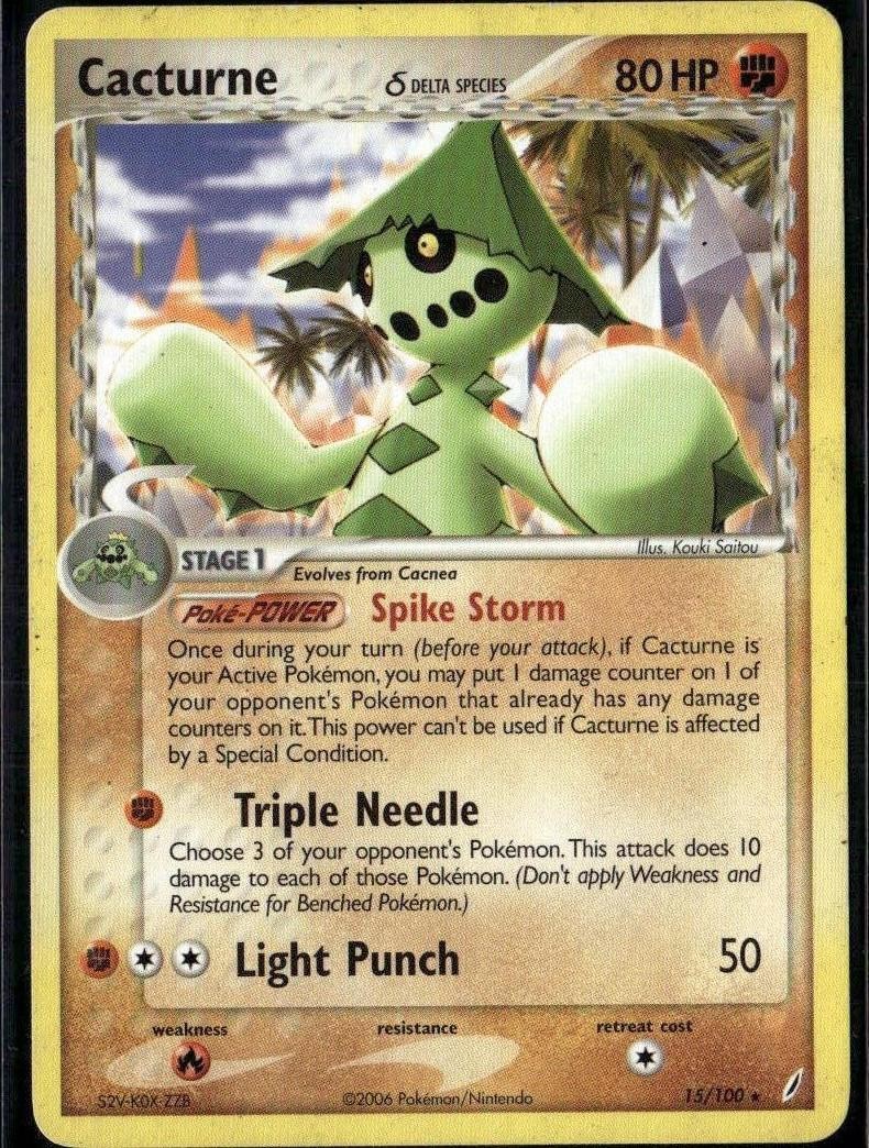 Pokemon EX Crystal Guardians #15/100 Cacturne Delta Species F9