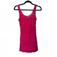 BKE Pink Bodycon Mini Dress Women's Size Small Y2K Metallic Ruffle Indie Sleaze