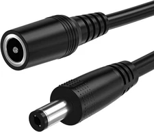 2.5mm x 5.5mm Short DC Power Extension Cable,12v Cord 1FT, Black 