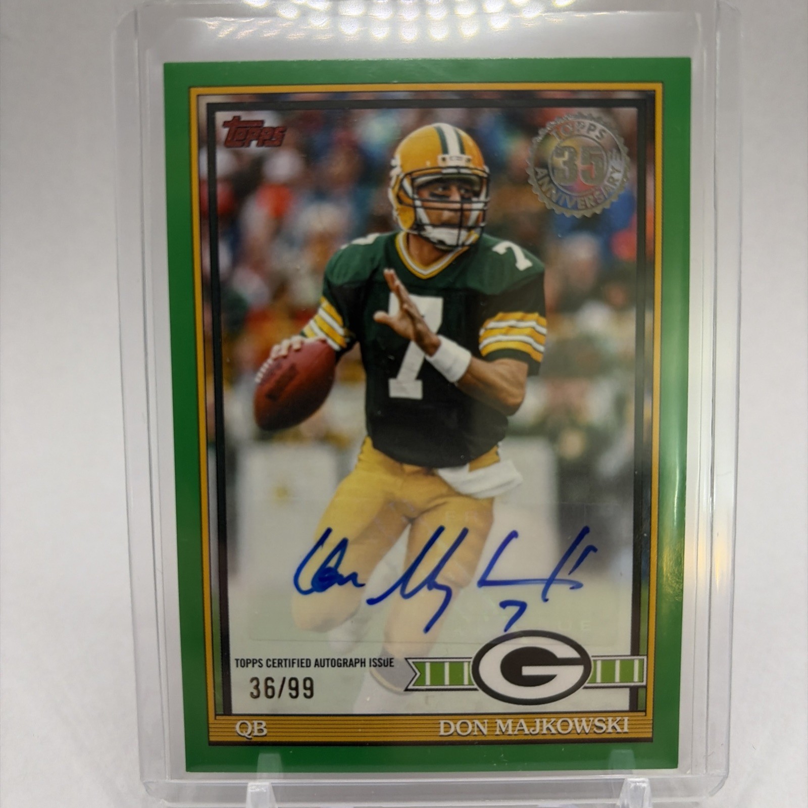 2026 Topps Flagship Don Majkowski Green Bay 35th Anni Green Auto /99 91AC-DMA