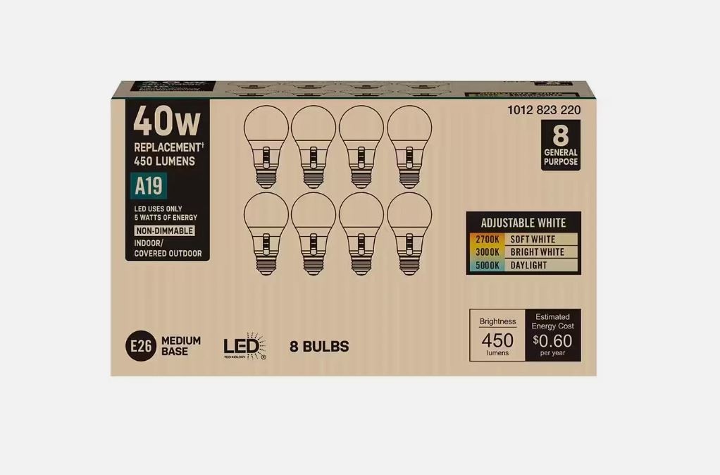 FEIT/HOME DEPOT 40-Watt Equivalent A19 Non-Dimmable CEC LED Light Bulb with