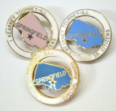 Kearney Illinois Pin Lot of 3 Tourney Tournament Sr Citizen Lapel Enamel Golf