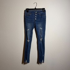 Old Navy Rockstar Super Skinny Jeggings Jeans Girls 12 Blue High Rise Distressed