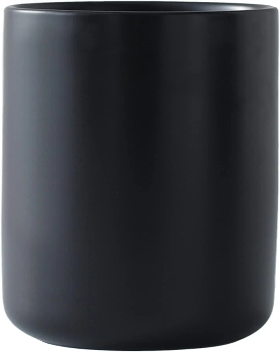 LATCHHOOK Black Kitchen Utensil Holder for Countertop, Matte Ceramic Cooking Ute