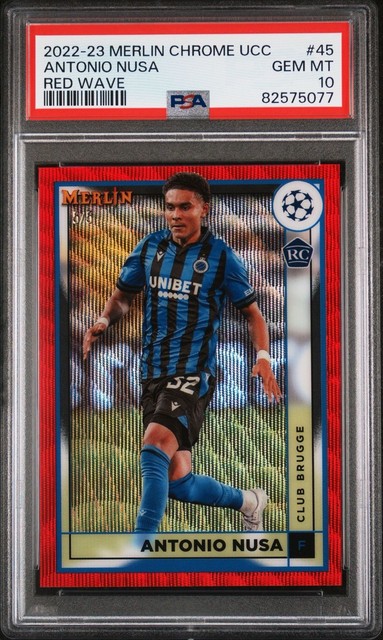 ANTONIO NUSA - 2022/23 Topps Merlin Rookie RC /5 Red Wave -  PSA 10 - Pop 1