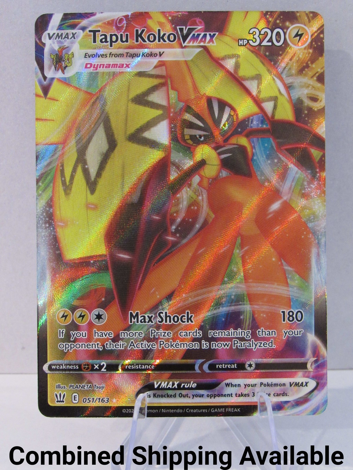 Tapu Koko VMAX 051/163 SWSH05: Battle Styles NM Full Art English 15136