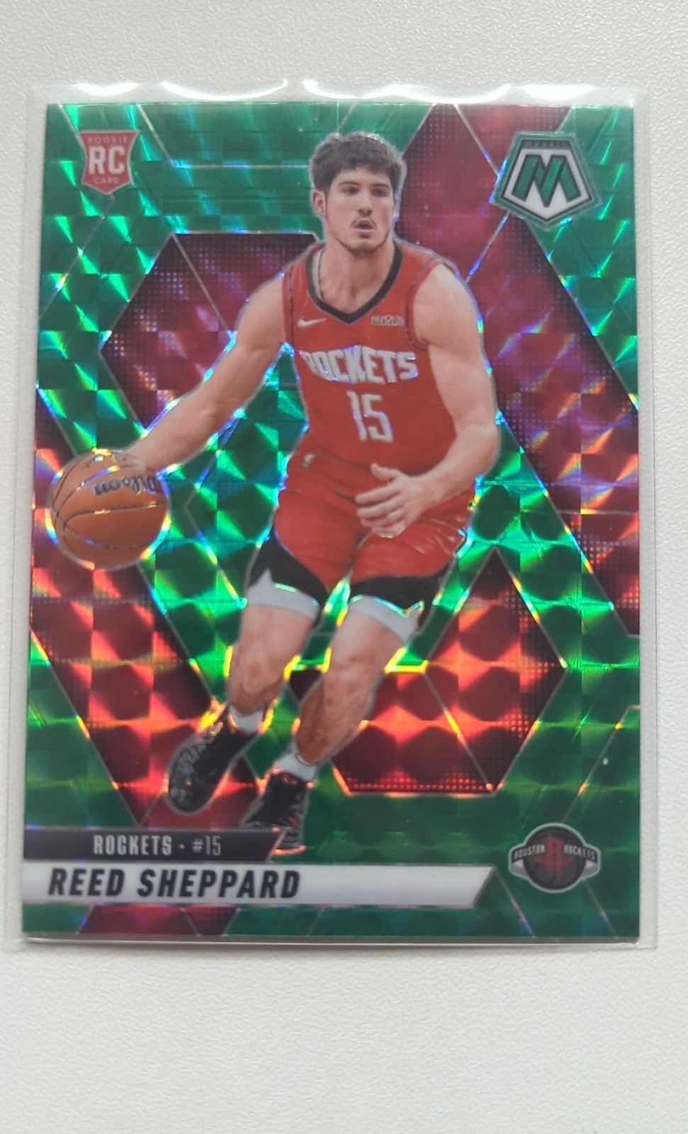 2024-25 Panini Mosaic - Rookies Reed Sheppard #249 Green Mosaic Prizm (RC)