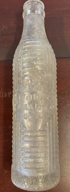 Vintage ORANGE CRUSH BOTTLE Ribbed PAT'D 1920 - 6 FL OZ No City