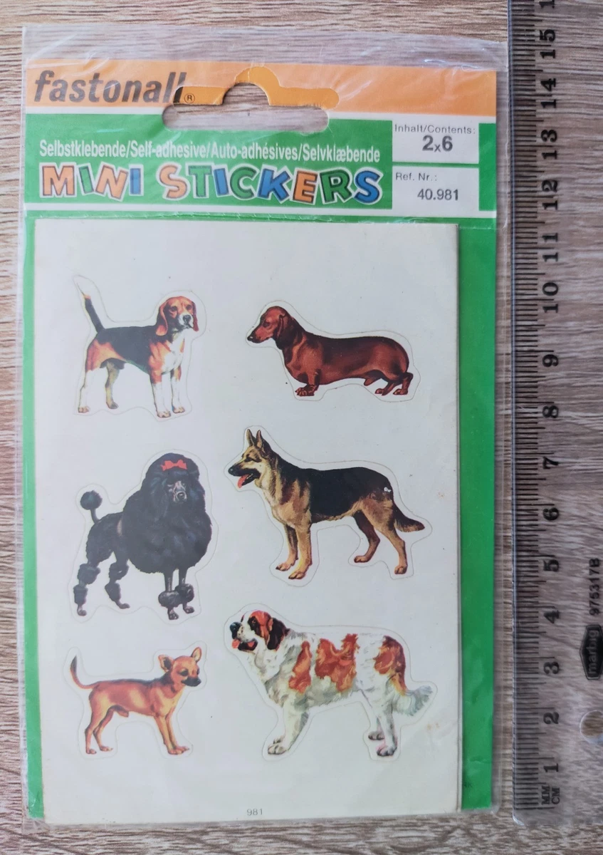Vintage 1980s Fastona Mini Stickers Pack Dog Breeds Sealed Retro Stationery
