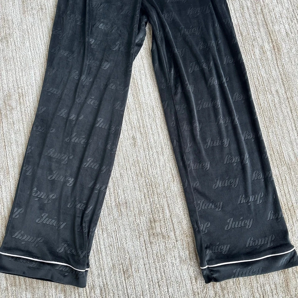 Juicy Couture Y2K черный бархат расклешенный ноги розовый полоски эластичный толстовки маленький - Изображение 3 из 4