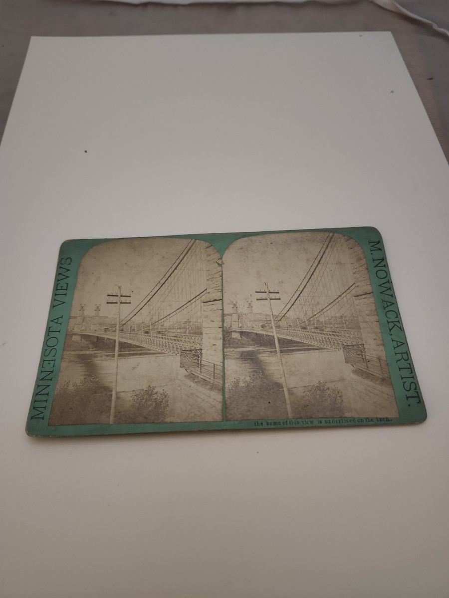 Suspension Bridge Minnesota Stereoview c1880 M. Nowack