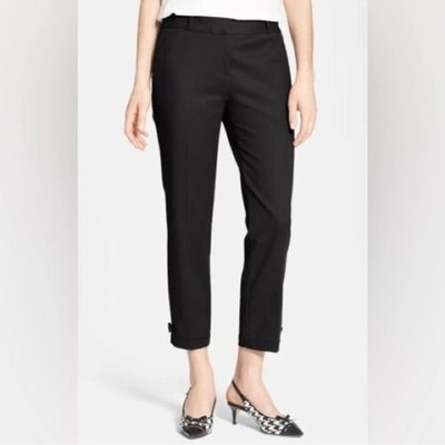 Kate Spade New York Jackie Bow Cuff Capri Pants in Black Size 2