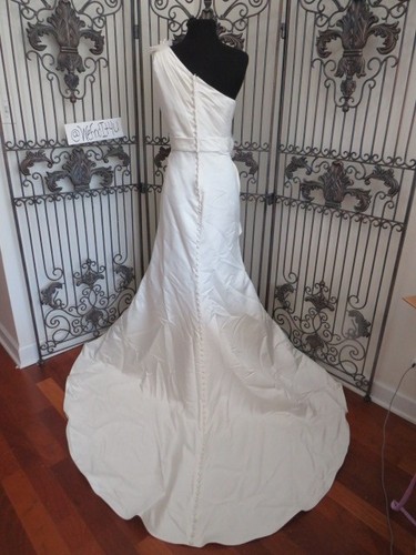 ABITO DA SPOSA FORMALE 524W EDEN GOLD LABEL TAGLIA 12 MONOSPALLA PERLINE - Foto 12 di 14
