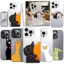 Cute Aniaml Print Cover For Samsung S25 S23 iPhone 16e 14 15 17 Laser Phone Case