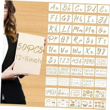 50PCS Calligraphy Stencil Template Kit 12 x 8 Inch 12 x 8 IN Letter Stencils