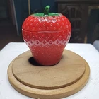 Vintage Hazel Atlas Strawberry Jam Jelly Jar Container Pot 4" Painted Milk Glass