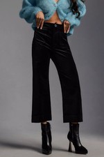 Anthropologie Maeve The Colette Velvet Cropped Wide Leg Pants Black 26 NWT