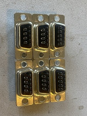 Lot Of 6 DB9 9-Pin Male Connector D-Sub RS232 Serial Port Solder Cup Socket