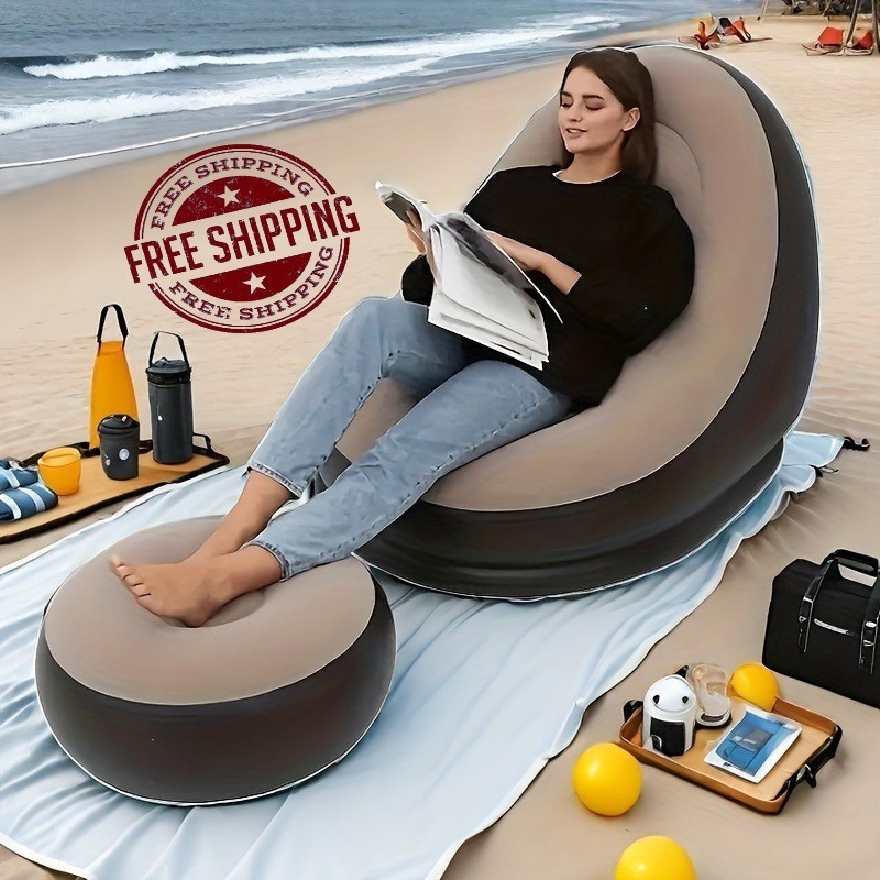Sofá reclinable inflable de alta resistencia para adultos con reposapiés