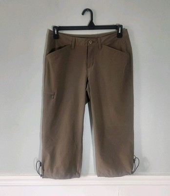 Eddie Bauer Womens Capri Pants Size 6 Brown Cargo Pockets Drawstring Hem
