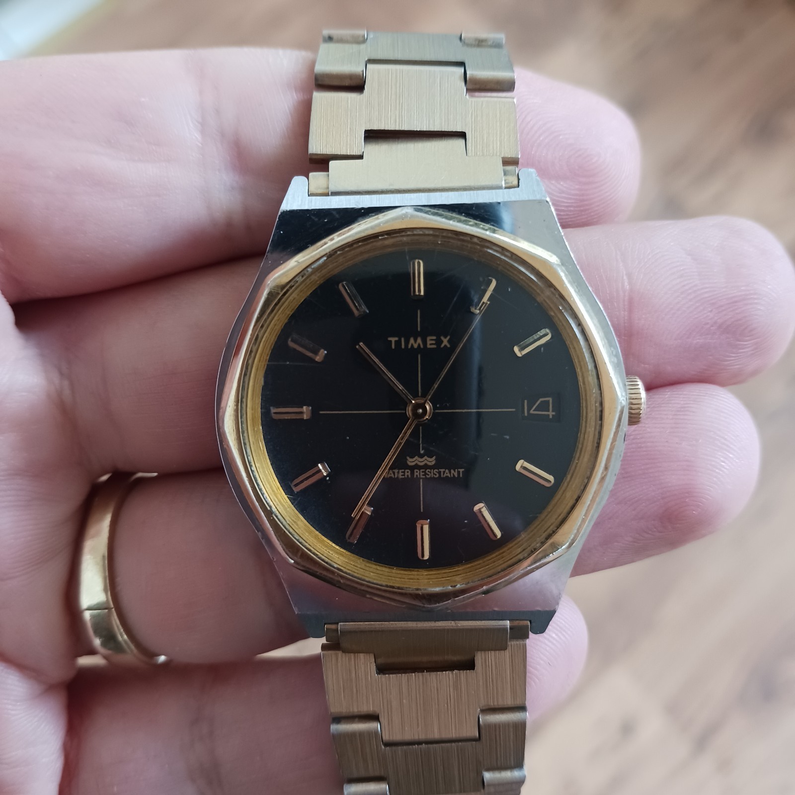 Timex Marlin Royal Oak Two Tone Crosshair Manual Wind Watch Rare Taiwan Vintage