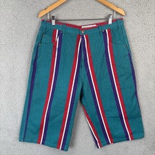Vintage 90s Shorts Men 36 (Fits 34) Multicolor Stripe Denim Jorts Baggy Hip Hop