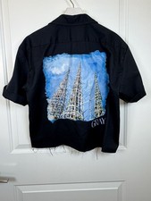 Dickies Custom Graphic Short Sleeve Button Up Work Shirt Black Size M