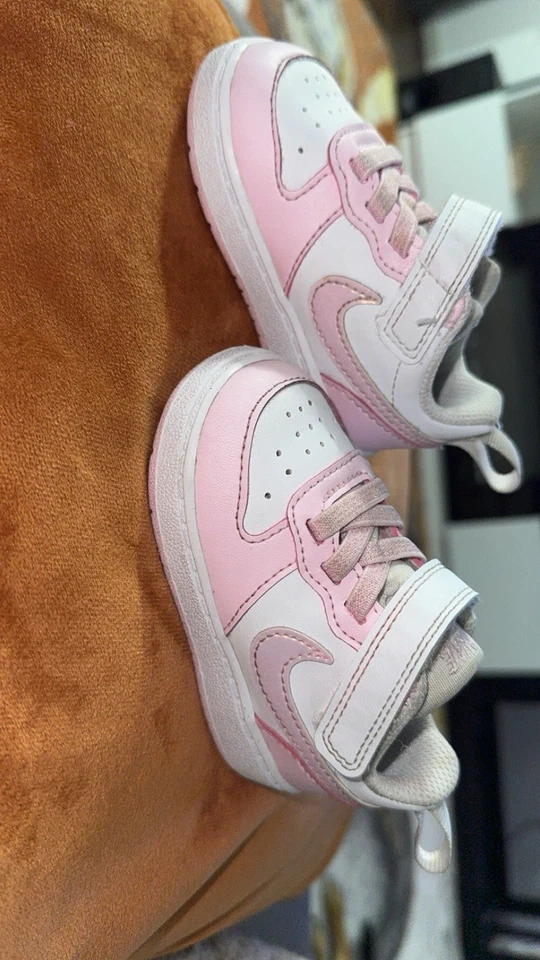 学步儿童 Nike Court Borough Low Recraft 白色/粉红色泡沫 (DV5458 105) 4C 码 — 第 2/4 张图片